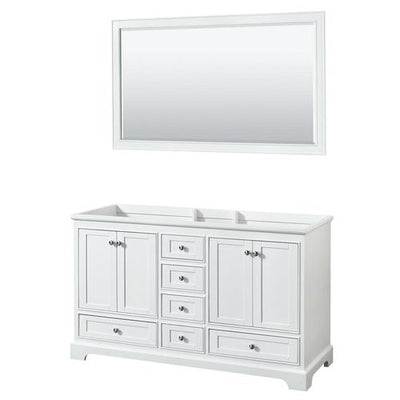 Wyndham Collection Deborah 60-in White Bathroom Vanity Cabinet (Mirror Included)