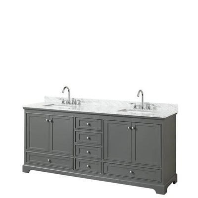 Wyndham Collection Deborah 80-in Dark Gray Double Sink Bathroom Vanity with White Carrara Natural Marble Top