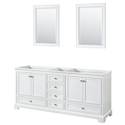 Wyndham Collection Deborah 80-in White Bathroom Vanity Cabinet (Mirror Included)