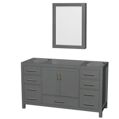 Wyndham Collection Sheffield 60-in Dark Gray Bathroom Vanity Cabinet (Mirror Included)