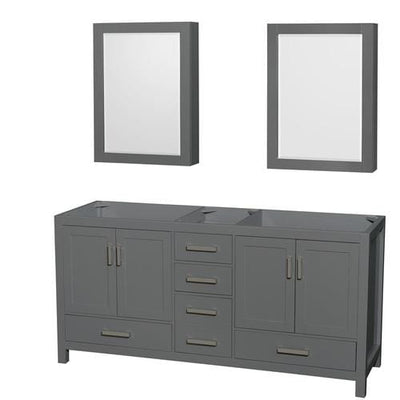 Wyndham Collection Sheffield 70.75-in Dark Gray Bathroom Vanity Cabinet (Mirror Included)