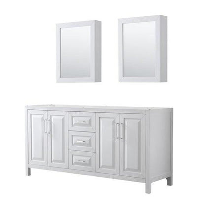 Wyndham Collection Daria 71-in White Bathroom Vanity Cabinet (Mirror Included)
