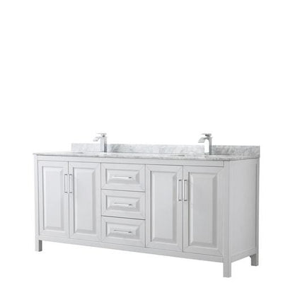 Wyndham Collection Daria 80-in White Double Sink Bathroom Vanity with White Carrara Marble Natural Marble Top