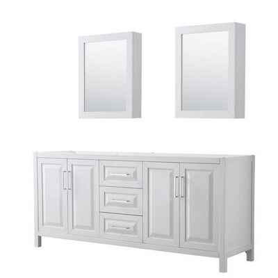 Wyndham Collection Daria 78.75-in White Bathroom Vanity Cabinet (Mirror Included)