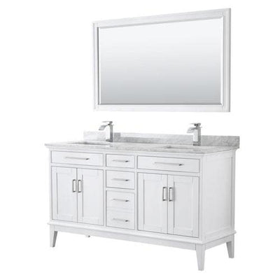 Wyndham Collection Margate 60-in White Double Sink Bathroom Vanity with White Marble Top (Mirror Included)