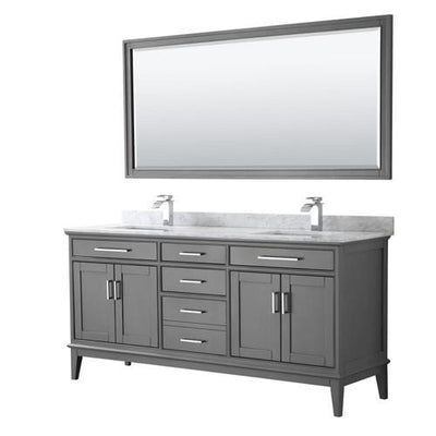Wyndham Collection Margate 72-in Dark Gray Double Sink Bathroom Vanity with White Marble Top (Mirror Included)