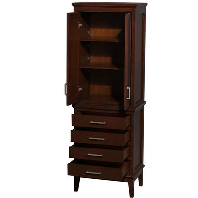 Wyndham Collection Hatton 24-in W x 70.75-in H x 16-in D Dark Chestnut Birch Freestanding Linen Cabinet