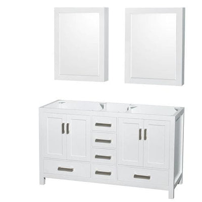 Wyndham Collection Sheffield 60-in White Bathroom Vanity Cabinet (Mirror Included