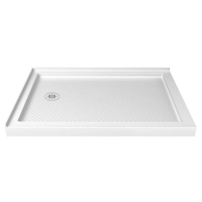 SlimLine 36 in. D x 60 in. W Double Threshold Shower Base in White with Left Hand Drain - Super Arbor