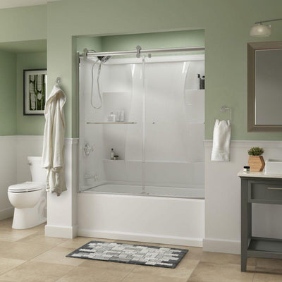 Simplicity 60 x 58-3/4 in. Frameless Contemporary Sliding Bathtub Door in Chrome with Clear Glass - Super Arbor