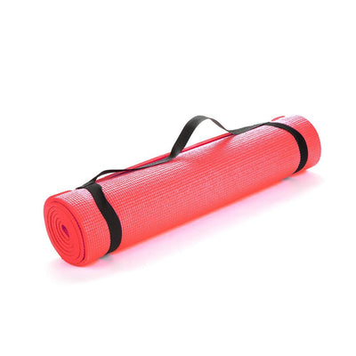 All Purpose Extra Thick Red Fitness & Exercise 24 in. x 68 in. Yoga Mat with Carrying Strap - Super Arbor