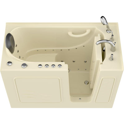 Safe Premier 52.75 in. x 60 in. x 26 in. Right Drain Walk-in Air and Whirlpool Bathtub in Biscuit - Super Arbor