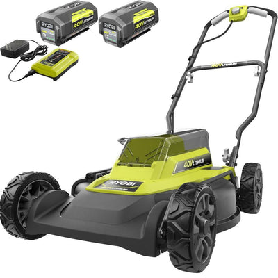 RYOBI 18 in. 40-Volt 2-in-1 Lithium-Ion Cordless Battery Walk Behind Push Mower with Two 4.0 Ah Batteries and Charger Included - Super Arbor