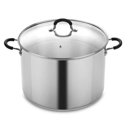 20 qt. Stainless Steel Stock Pot with Glass Lid - Super Arbor