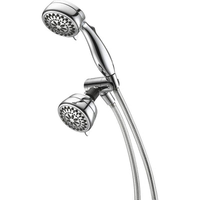 7-Spray 3.4 in. Dual Wall Mount Fixed and Handheld Shower Head in Chrome - Super Arbor
