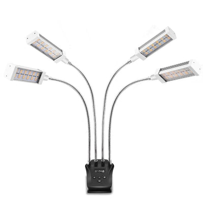 4-Light 96-Watt Full Spectrum LED Grow Light with Adjustable Gooseneck and Desk Clip - Super Arbor