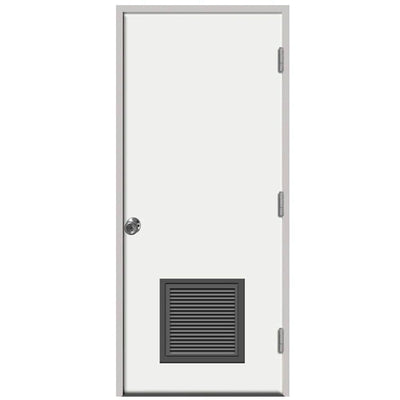 30 in. x 80 in. Premium Vented Flush White Primed Left-Hand Outswing Steel Prehung Front Door with 4 in. Wall - Super Arbor