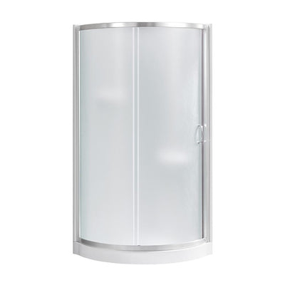 Breeze 34 in. L x 34 in. W x 76 in. H Corner Shower Kit with Sliding Framed Door with Shower Wall and Shower Pan - Super Arbor