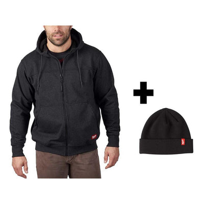 Milwaukee Men's Medium Black No Days Off Hooded Sweatshirt with Black Cuffed Knit Hat - Super Arbor