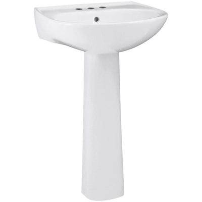 STERLING Sacramento Vitreous China Pedestal Combo Bathroom Sink in White with Overflow Drain - Super Arbor