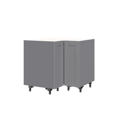 Shaker Assembled 36 in. x 34.5 in. x 24 in. Corner Base Cabinet with Lazy Susan Turn Table Accessory in Gray - Super Arbor