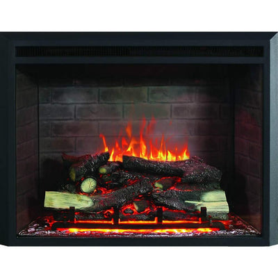 43 in. Classic Brick Background LED Touch Recessed Wall Electric Fireplace 400sq Ft in Black - Super Arbor