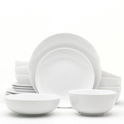White Essential 16-Piece Casual Porcelain Dinnerware Set (Service for 4) - Super Arbor