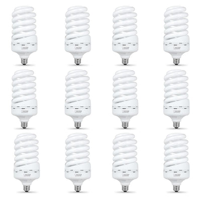 65-Watt Equivalent T5 Spiral Non-Dimmable E26 Base Compact Fluorescent CFL Light Bulb, Soft White 2700K (12-Pack) - Super Arbor
