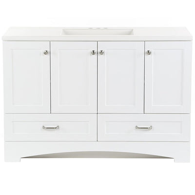 Lancaster 48 in. W x 19 in. D Bathroom Vanity in White with Cultured Marble Vanity Top in White with White Sink - Super Arbor