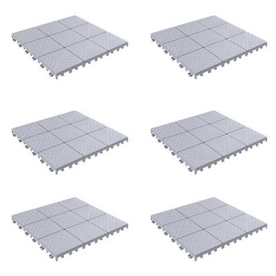 Pure Garden Outdoor Interlocking Square Look Patio and Deck Tiles in Gray (Set of 12) 2.88 ft. W x 3.83 ft. L Polypropylene