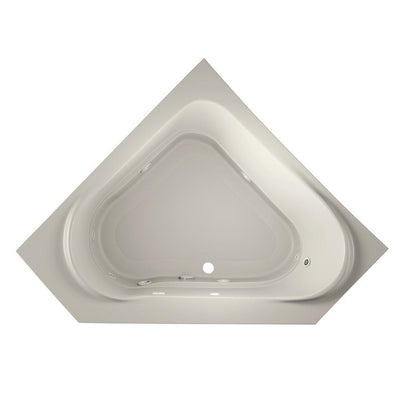 CAPELLA 60 in. x 60 in. Acrylic Center Drain Corner Drop-In Whirlpool Bathtub with Heater in Oyster - Super Arbor