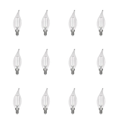 Feit Electric 40-Watt Equivalent CA10 Dimmable Candelabra Clear Glass Vintage Edison LED Light Bulb with Filament Daylight (12-Pack) - Super Arbor