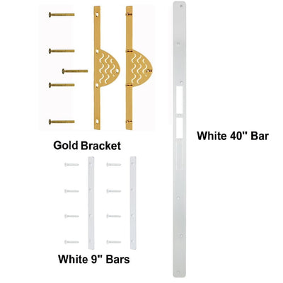 Home Protection Door Kit with Gold Decor Bracket and White Bars - Super Arbor