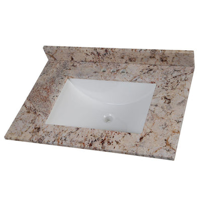 31 in. Stone Effects Vanity Top in Rustic Gold with White Sink - Super Arbor