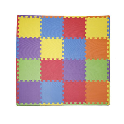 206996596 Soft EVA Foam Mat Flooring Tiles, Multicolor, 16 PC, 12" x 12", 16 sq. ft. - Super Arbor