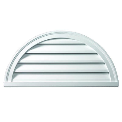 36 in. x 18 in. Half Round White Polyurethane Weather Resistant Gable Louver Vent - Super Arbor