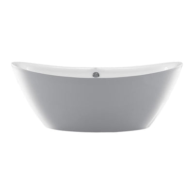 Oval 71 in. W x 36 in. D x 26 in. H Acrylic Flatbottom Freestanding Bathtub with Overflow, White (not Whirlpool) - Super Arbor