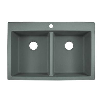 Franke Primo 33-in x 22-in Shadow Grey Double Equal Bowl Drop-In or Undermount 1-Hole Commercial/Residential Kitchen Sink