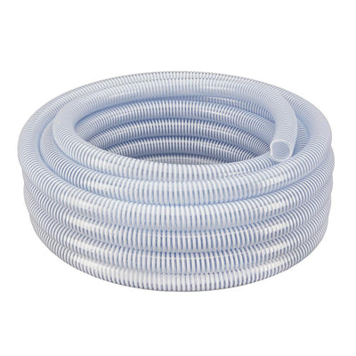 2 in. Dia x 100 ft. Clear Flexible PVC Suction and Discharge Hose with White Reinforced Helix - Super Arbor
