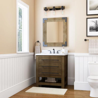 Project Source 36.5-in White Single Sink Bathroom Vanity with White Cultured Marble Top - Super Arbor