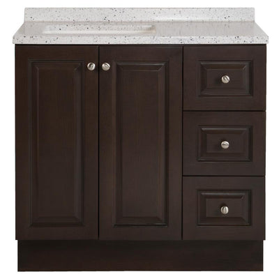Northwood 37 in. W x 19 in. D Bathroom Vanity in Dusk with Solid Surface Vanity Top in Silver Ash with White Sink - Super Arbor