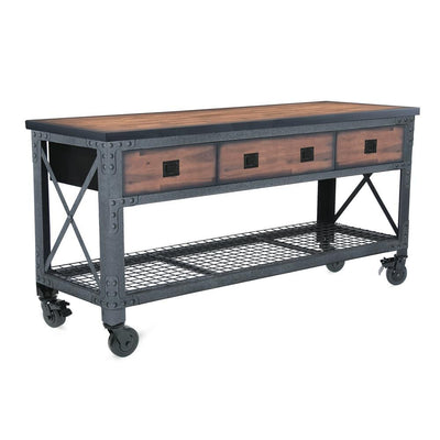 72 in. x 24 in. 3-Drawers Rolling Industrial Workbench and Wood Top - Super Arbor