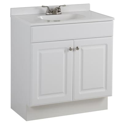 Project Source 30.5-in White Single Sink Bathroom Vanity with White Cultured Marble Top