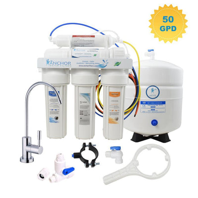 Elite Series 5-Stage Reverse Osmosis Water Purification System - Under Sink Water Filter - 50 GPD - Super Arbor