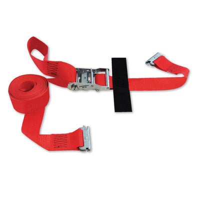 16 ft. x 2 in. Logistic Ratchet E-Strap with Hook and Loop Storage Fastener in Red - Super Arbor
