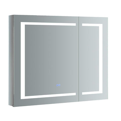 Spazio 36 in. W x 30 in. H Recessed or Surface Mount Medicine Cabinet with LED Lighting and Mirror Defogger - Super Arbor