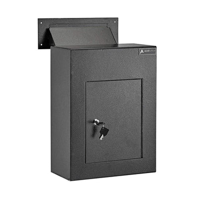 Black Steel Through the Wall Drop Box with Adjustable Chute Mail Receptacle - Super Arbor