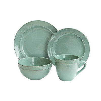 Olivia 16-Piece Casual Green Ceramic Dinnerware Set (Service for 4) - Super Arbor