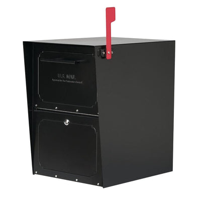 Oasis Post-Mount or Column-Mount Locking Mailbox in Black with Outgoing Mail Indicator - Super Arbor