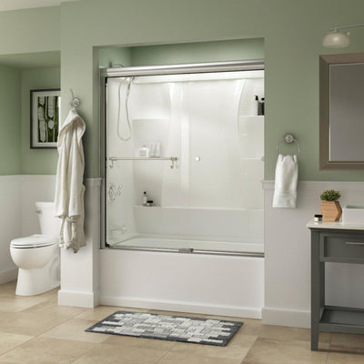 Portman 60 in. x 58-1/8 in. Semi-Frameless Traditional Sliding Bathtub Door in Chrome with Clear Glass - Super Arbor